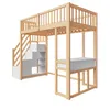 A wooden loft bed with stairs and a desk, shown against a white background. Náhled obrázku produktu