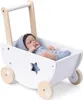 Navaris Puppenwagen aus Holz in Weiß - Kinder Baby Puppen Produktbild-Vorschau 1