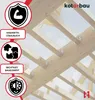 A close-up view of a wooden roof structure with metal connectors, overlaid with marketing icons and text. Náhled obrázku produktu