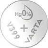 A close-up, top-down view of a Varta V399 watch battery. Voir les images du produit