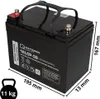 A black AGM battery with measurement indicators and weight. Náhľad obrázku produktu