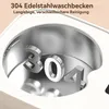 A close-up shot of a stainless steel sink interior with the numbers '304' prominently displayed, highlighting the material. Produktbild-Vorschau