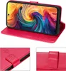 A red flip case for a smartphone, shown from multiple angles. Produktbild-Vorschau