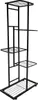 A black metal plant stand with multiple shelves. Náhľad obrázku produktu