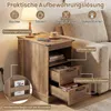 COSTWAY Beistelltisch mit Ladestation, Nachttisch mit Produktbild-Vorschau 4