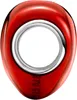 A close-up, studio shot of a red metallic heart-shaped charm with a silver inner ring. Produktbild-Vorschau