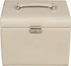 A cream-colored jewelry box with a silver clasp and handle. Produktbild-Vorschau