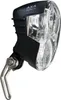 A black and clear bicycle headlight is shown against a white background. Podgląd zdjęcia produktu