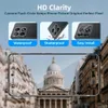 Collage of product images and a phone displaying a city view. Produktbild-Vorschau