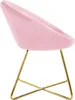 A pink velvet chair with a gold metal frame, shown from the side against a white background. Náhľad obrázku produktu