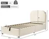 A diagram of a bed with dimensions and specifications. Produktbild-Vorschau