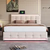 A modern beige upholstered bed with LED lighting. Anteprima dell’immagine prodotto
