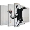 5-teiliges leinwandbild banksy graffiti kunst blumen Produktbild-Vorschau 1