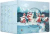 A light blue advent calendar with a winter village scene depicted on the front, featuring red houses, snow-covered mountains, and people ice skating. Anteprima dell’immagine prodotto