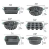 6er-Set Silikon-Backformen – Antihaft, rund & eckig, Produktbild-Vorschau 5
