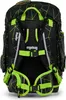 The back view of a black backpack with a geometric green pattern. Náhled obrázku produktu