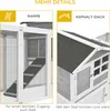 A close-up view of a wooden animal hutch, highlighting its ramp and asphalt roof. Produktbild-Vorschau