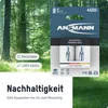 Product packaging for ANSMANN rechargeable batteries, set against a natural background of trees and grass. Produktbild-Vorschau