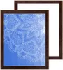 A dark brown picture frame with a blue mandala design inside, placed on a white background. Produktbild-Vorschau