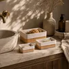 Set mit 3 Bambuskörben mit Stoffeinlage, 30 x 20 x 13 cm Produktbild-Vorschau 11
