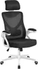 A black and white ergonomic office chair with a headrest and adjustable armrests is shown against a white background. Produktbild-Vorschau