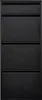 A black shoe cabinet with four flip-down doors. Voir les images du produit