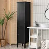 A black bathroom cabinet is shown in a bathroom setting. Náhled obrázku produktu