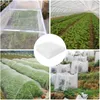 A collage of images showing different uses of insect netting for plants, including in greenhouses and over garden beds, with a close-up of the netting material. Podgląd zdjęcia produktu