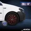 4 STK 14 Zoll Voltec Pro black/red schwarz PETEX Radkappen Produktbild-Vorschau 2