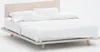 A minimalist wooden bed frame with white bedding, set against a white background. Náhľad obrázku produktu