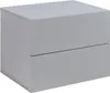 A light gray bedside table with two drawers is shown against a white background. Produktbild-Vorschau