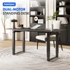 A modern office setup with a dual-motor standing desk in a home or office environment. Produktbild-Vorschau