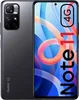 A split image showing the back and front of a Xiaomi Redmi Note 11 smartphone. The front display shows colorful abstract graphics and text. Voir les images du produit