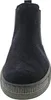 A close-up, front-facing view of a dark blue Chelsea boot with a thick, textured sole. Voir les images du produit