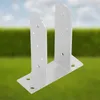 A silver metal post bracket is shown in a garden setting with a blurred green hedge and blue sky in the background. Anteprima dell’immagine prodotto