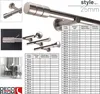 A collage of images showing a curtain rod, its components, and a table setting with a curtain. Produktbild-Vorschau