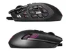 Two views of a black gaming mouse with purple accents. Produktbild-Vorschau