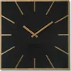 A square wall clock with a black face and wooden hour markers and hands. Anteprima dell’immagine prodotto