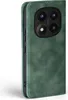 A green flip case for a smartphone is shown from the side. Produktbild-Vorschau
