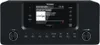 A black DAB+ radio with a screen displaying radio information. Produktbild-Vorschau