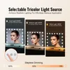 Three makeup mirrors with different lighting settings, showcasing different light temperatures and their recommended uses. Náhled obrázku produktu