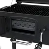 A close-up view of a black charcoal grill with a silver handle and a glass window. Produktbild-Vorschau