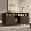 A modern wooden sideboard with a cat inside, used as a pet furniture piece. Anteprima dell’immagine prodotto