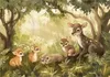 Fototapete Kinderzimmer Wald Tiere - 300x210 cm - inklusive Produktbild-Vorschau 1