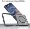 A blue phone case with a semi-transparent frosted finish is shown, with a phone inside. Produktbild-Vorschau