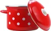A red enamel pot with white polka dots and its lid. Anteprima dell’immagine prodotto