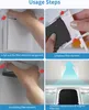 A collage of four images showing the usage steps for installing a filter component, likely for a refrigerator or air purifier. The images illustrate pulling out, replacing, and installing the filter. Produktbild-Vorschau