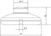 A technical drawing of a foot switch with dimensions. Náhľad obrázku produktu