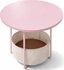 Relaxdays Beistelltisch, runder Couchtisch, mit Stoffkorb, Produktbild-Vorschau 1