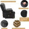 A black recliner chair with various features highlighted by text labels and close-up images. Produktbild-Vorschau